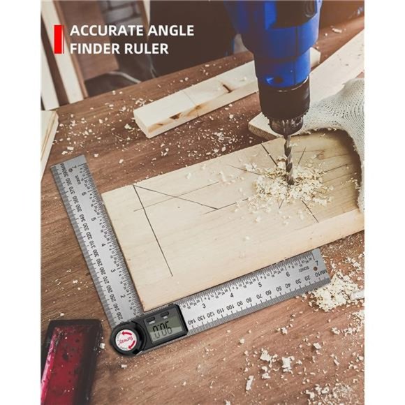 2 in 1 Digital Protractor, 7Inch / 200mm Stainless Steel Digital Angle Ruler - Picture 5 of 6